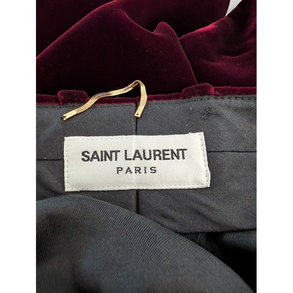 NWT SAINT LAURENT Velvet Flare Pants Burgundy Women's Size 38 FR/US6 - Picture 5 of 10
